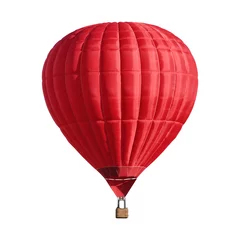 Foto op Plexiglas Ballon Heldere rode hete luchtballon op witte achtergrond