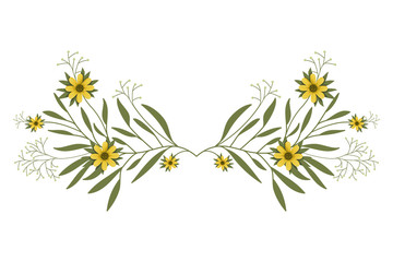 garland with flowers and leafs isolated icon
