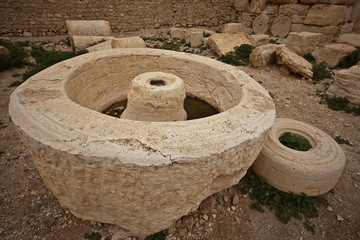 Ancient device for olive oil squeezing. Palmyra. Syria
