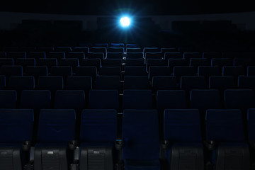 Obraz premium View of empty cinema with comfortable chairs