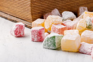 Turkish sweets on a white table