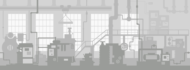 Industrial zone. Factory manufacturing industrial line plant scene interior background