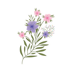 Obraz premium beautiful flower with leafs isolated icon