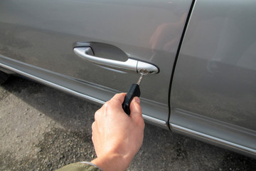 key near the keyhole of the car door