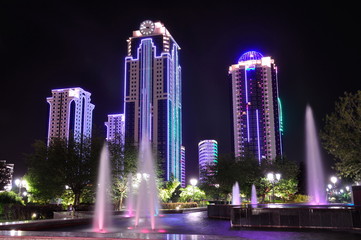 Grozny City. Night. Chechen Republic. Russia