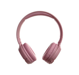 Stylish modern wireless headphones isolated on white
