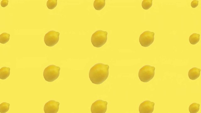 Animated lemon on a yellow background. Contemporary collage. Loop, 4k