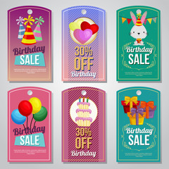 colorful birthday tag set rabbit balloon tart