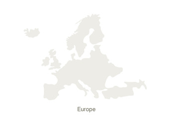 Mockup of Europe map on a white background. Vector illustration template