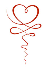 Hand Drawn Abstract Red Heart for Greeting Card. Decorative Calligraphic Heart for Valentine's Day, Mother's Day, Birthday, Heart Icon, Ornament. Art Sketch Vector.