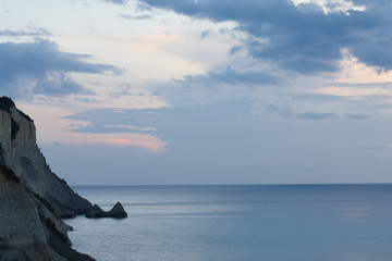 Fototapeta na wymiar Beautiful coastline with cliffs in Corfu