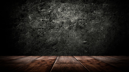 Background of empty room, concrete wall, wooden floor.