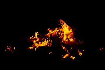 Flame of fire on a black background