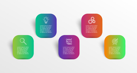 Infographic design vector and marketing icons for diagram, graph, presentation and round chart. Business concept with 5 options, parts, steps or processes.