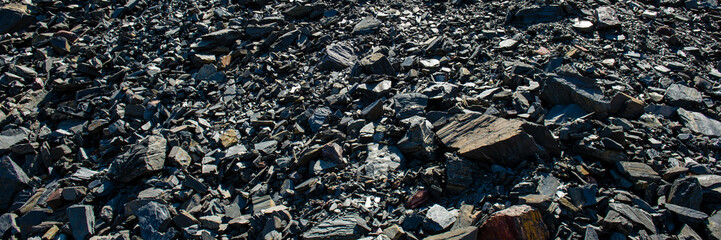 industrial mining waste dumps quartzite stones.