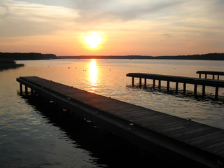 Fototapeta na wymiar Sunset on the Necko lake in Augustow