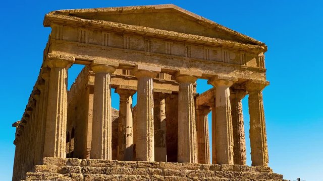Greek temple - remains of the Temple of Concordia. Agrigento, Sicily island in Italy. Famous Valle dei Templi, UNESCO World Heritage Site.
