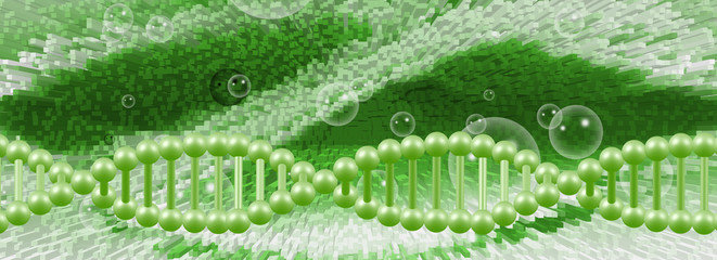 dna chain on blurred background