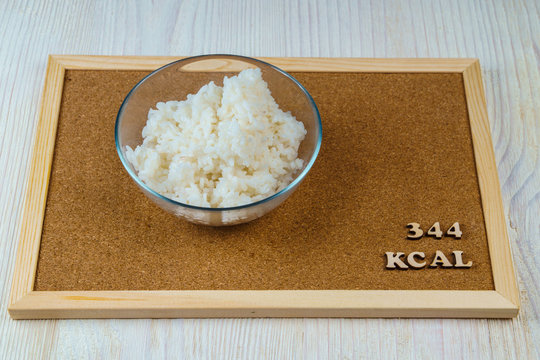 calorie foods round rice for sushi 344 kcal 100 grams diet Stock