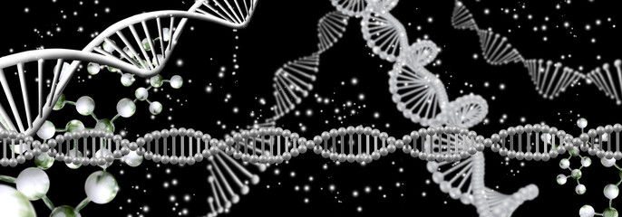 dna chain on blurred background