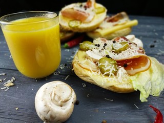 sandwiches with meat on the table