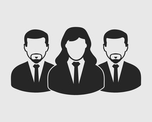 Corporate Team Icon. Employees behind the leader. Flat style vector EPS.