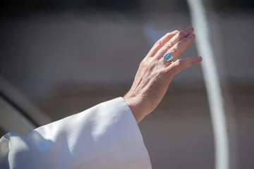 Deurstickers Vatican City, April 19, 2017: Pope Francis blesses the crowd at the end of his weekly general audience in Saint Peter's Square at the Vatican © Antoine