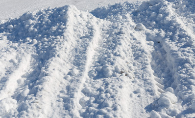 tire tracks on snow