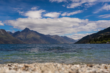 Fototapeta premium Great Lake Wakatipu with mountains in the background, Lake Wakatipu just outside of Queenstown, New Zealand