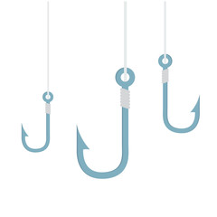 fishing hook flat isolated on white background