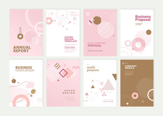 Set of brochure, annual report and cover design templates for beauty, spa, wellness, natural products, cosmetics, fashion, healthcare. Vector illustrations for business presentation, and marketing.
