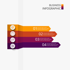 Abstract arrows of graph, diagram with 4 steps, options, parts or processes. Vector business template for presentation. Creative concept for infographic.