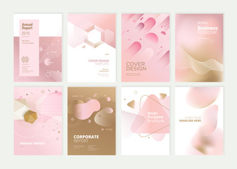 Set of brochure, annual report and cover design templates for beauty, spa, wellness, natural products, cosmetics, fashion, healthcare. Vector illustrations for business presentation, and marketing.