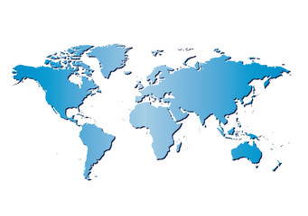 Fototapeta na wymiar white background with blue map of the world and gradient - vector