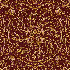 Beautiful gold greeting card. Vector illustration. Arab, Indian ornament. Invitation to a wedding, birthday, party and other holidays