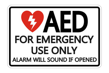 Symbol AED Sign label on white background