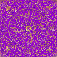 Beautiful gold greeting card. Vector illustration. Arab, Indian ornament. Invitation to a wedding, birthday, party and other holidays