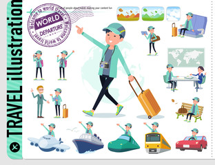 flat type man Blue green Sportswear_travel