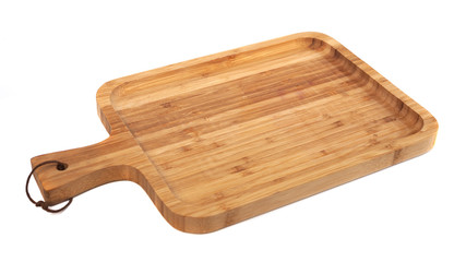 wooden cutting board isolated on white background