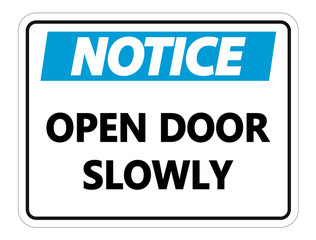 Notice Open Door Slowly Wall Sign on white background
