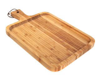 wooden cutting board isolated on white background