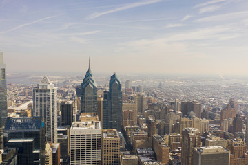 Fototapeta premium Aerial photo Downtown Philadelphia PA skyscrapers business district