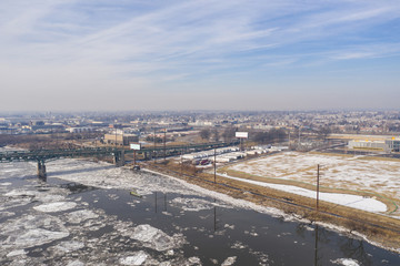 Obraz premium Winter scene Delaware River Philadelphia New Jersey