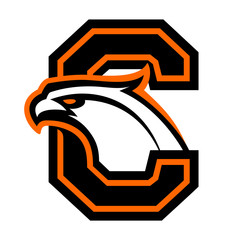 Letter C with eagle head. Great for sports logotypes and team mascots.