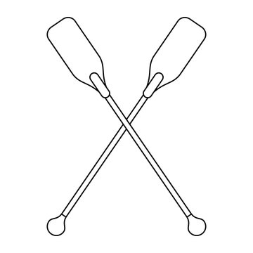 Boat oars crossed symbol black and white