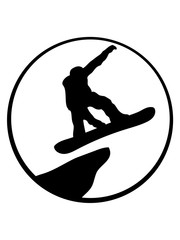 sonne klippe mond nacht berge fahren snowboard sprung springen stunt spaß sport winter urlaub ferien ski piste schnell kalt clipart umriss silhouette snowboarden brett sprungchance design logo
