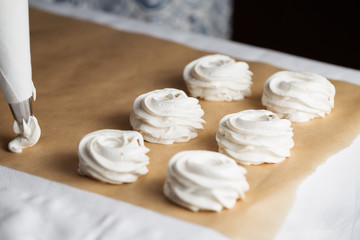 The process of making marshmallow.