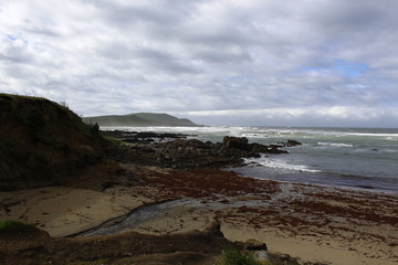 Severe sky on the beach in the Southern Scenic Route, New Zealand, Sout Island