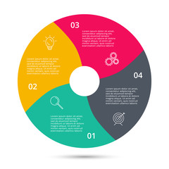 Circle for infographic. Template for diagram, graph, presentation and round chart. Business concept with 4 options, parts, steps or processes.