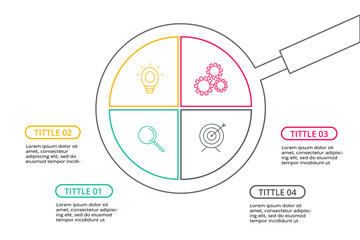 Thin line flat element for infographic. Template for diagram, graph, presentation and chart. Business concept with 4 options, parts, steps or processes.